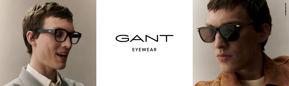 Zwei Bilder, eine Person trägt eine Gant Brille. Auf dem anderen Bild trägt eine Person eine Sonnenbrille von Gant.